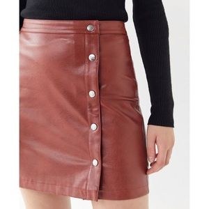 UO Faux Leather Side Button Mini Skirt